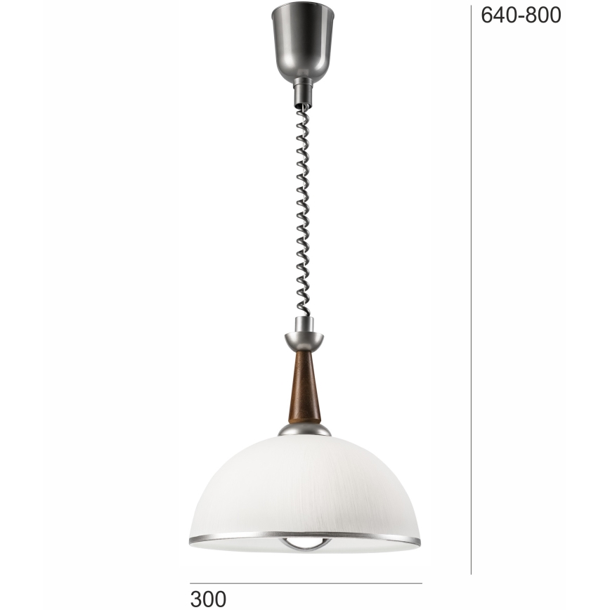 Einziehbarer Kronleuchter CHIARA 1xE27/60W/230V silber/dunkelbraun/Buche
