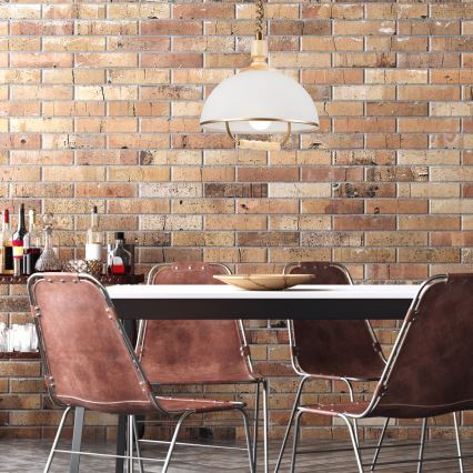 Einziehbarer Kronleuchter RAMONA 1xE27/60W/230V Beige/Hellbraun/Kiefer