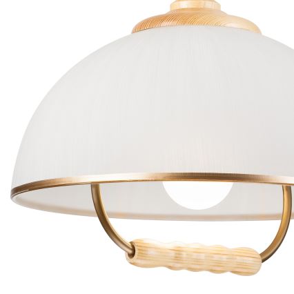 Einziehbarer Kronleuchter RAMONA 1xE27/60W/230V Beige/Hellbraun/Kiefer