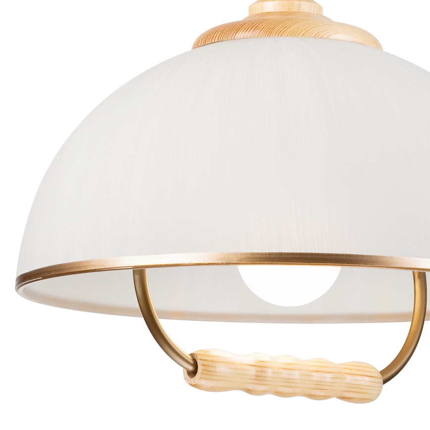 Einziehbarer Kronleuchter RAMONA 1xE27/60W/230V Beige/Hellbraun/Kiefer
