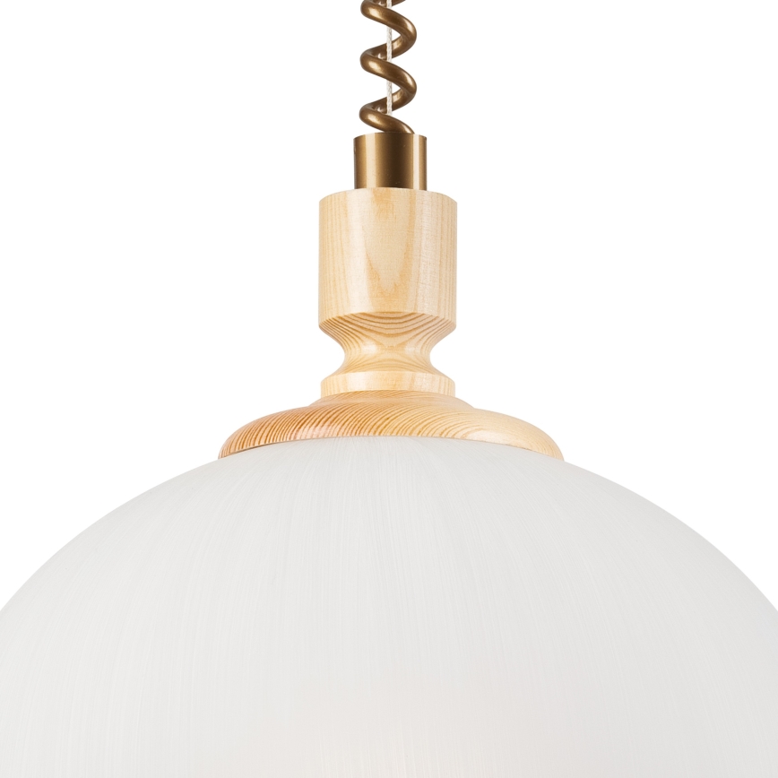 Einziehbarer Kronleuchter RAMONA 1xE27/60W/230V Beige/Hellbraun/Kiefer