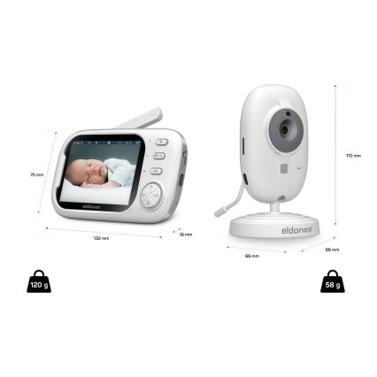 ELDONEX EBM-1010-WH - Babyphone mit Monitor 5V/2000 mAh