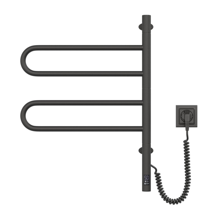Elektrischer Handtuchwärmer mit Thermostat FOUETTE 128W/230V 64,6 cm IP44 schwarz