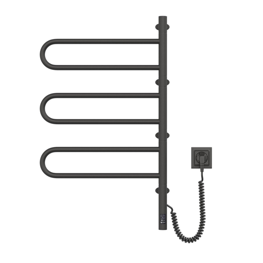 Elektrischer Handtuchwärmer mit Thermostat FOUETTE 185W/230V 81,8 cm IP44 schwarz