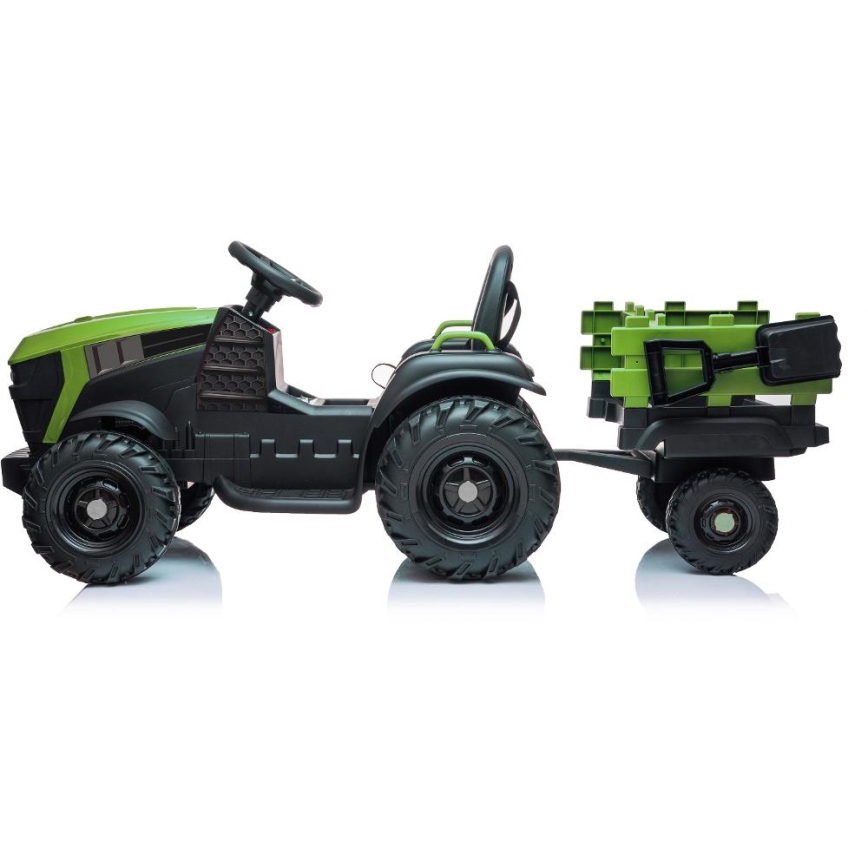 Elektrischer Traktor mit Anhänger 2x30W/7000 mAh schwarz/grün + Fernbedienung