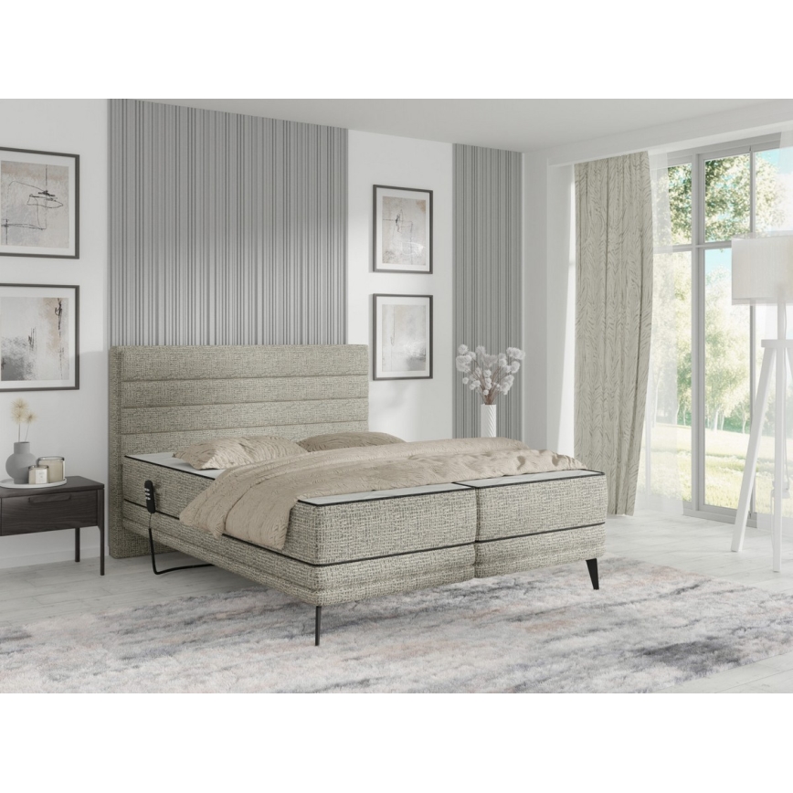 Elektrisches verstellbares Polsterbett mit Matratzen MILA 180x200 cm grau