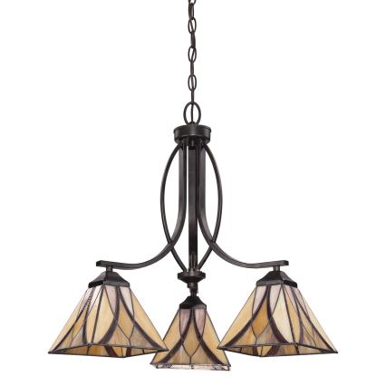 Elstead - Tiffany-Kronleuchter ASHEVILLE mit Kette 3xE27/60W/230V