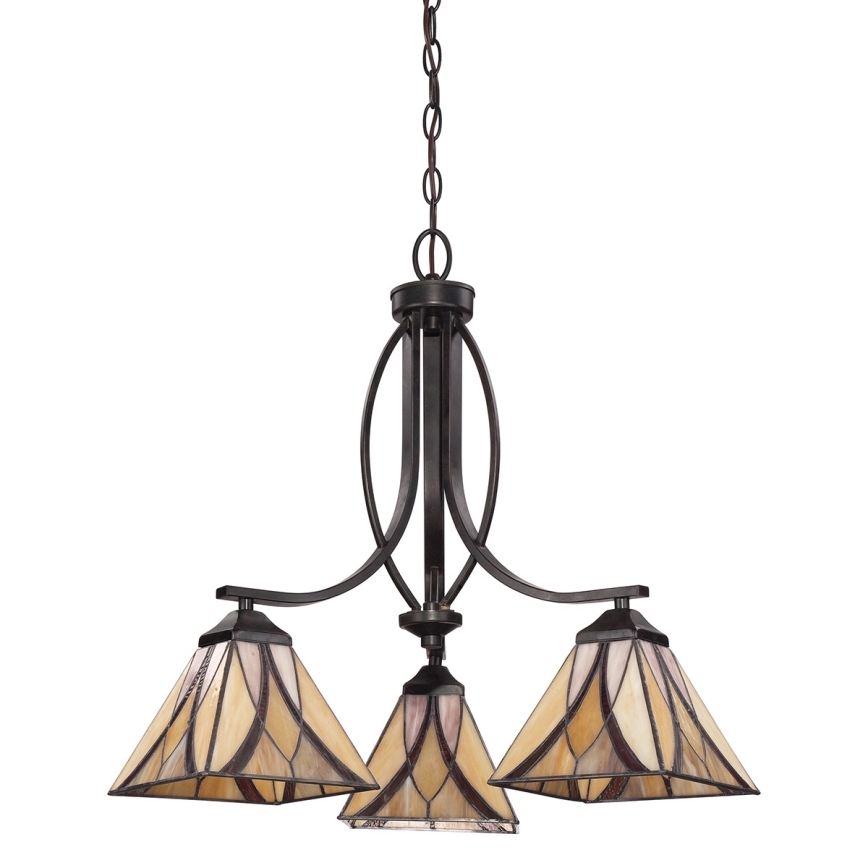 Elstead - Tiffany-Kronleuchter ASHEVILLE mit Kette 3xE27/60W/230V