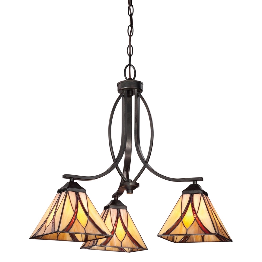 Elstead - Tiffany-Kronleuchter ASHEVILLE mit Kette 3xE27/60W/230V