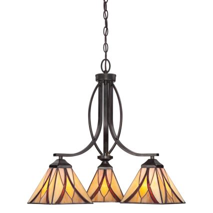 Elstead - Tiffany-Kronleuchter ASHEVILLE mit Kette 3xE27/60W/230V