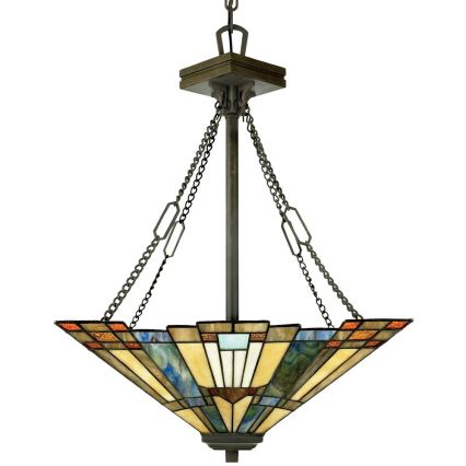 Elstead - Tiffany-Kronleuchter INGLENOOK an Kette 3xE27/100W/230V