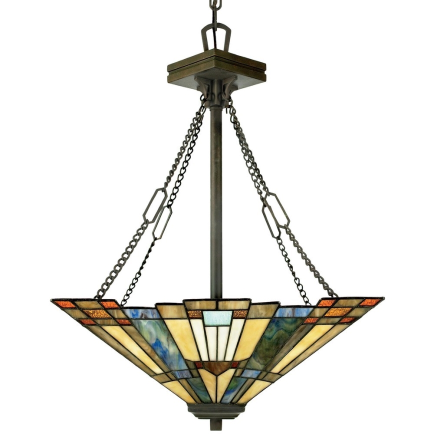 Elstead - Tiffany-Kronleuchter INGLENOOK an Kette 3xE27/100W/230V