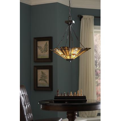 Elstead - Tiffany-Kronleuchter INGLENOOK an Kette 3xE27/100W/230V