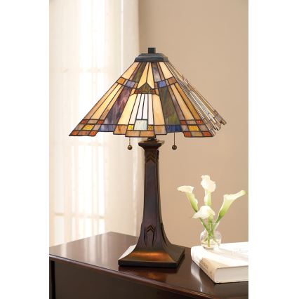 Elstead - Tiffany-Tischlampe INGLENOOK 2xE27/60W/230V