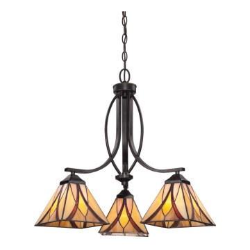 Elstead - Tiffany-Kronleuchter ASHEVILLE mit Kette 3xE27/60W/230V