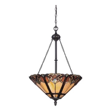 Elstead - Tiffany-Kronleuchter BELLE an Kette 3xE27/100W/230V