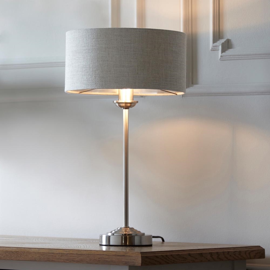 Endon 100646 - Tischlampe HIGHCLERE 1xE14/7W/230V beige/mattchrom Durchmesser 25 cm