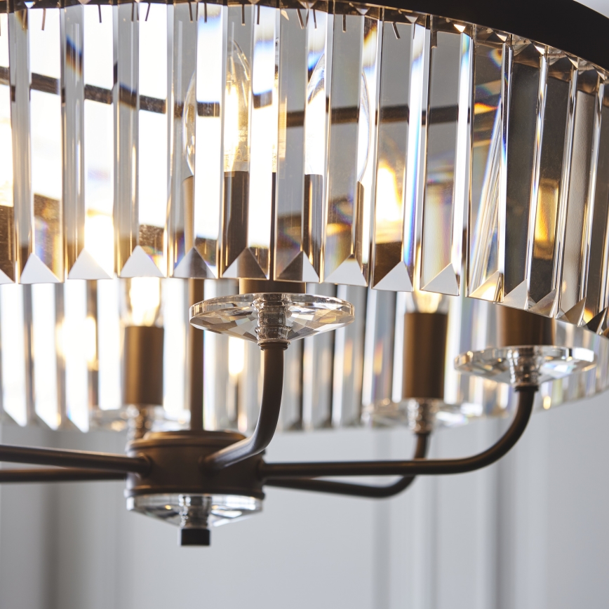 Endon 100711 - Kronleuchter mit Kette CHESTERFIELD 6x E14/6W/230V Ø 55 cm schwarz