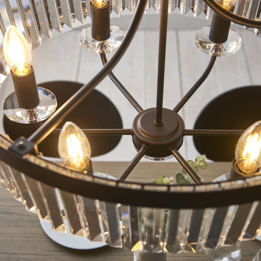 Endon 100711 - Kronleuchter mit Kette CHESTERFIELD 6x E14/6W/230V Ø 55 cm schwarz