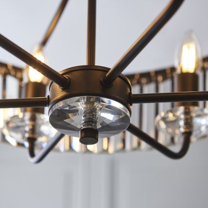 Endon 100711 - Kronleuchter mit Kette CHESTERFIELD 6x E14/6W/230V Ø 55 cm schwarz