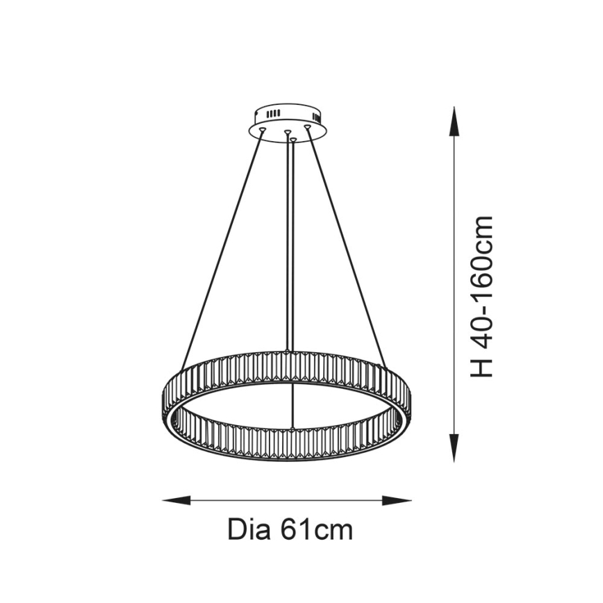 Endon 102255 - LED-dimmbare Pendelleuchte an Kabel LAGUNA LED/36W/230V glänzender Chrom