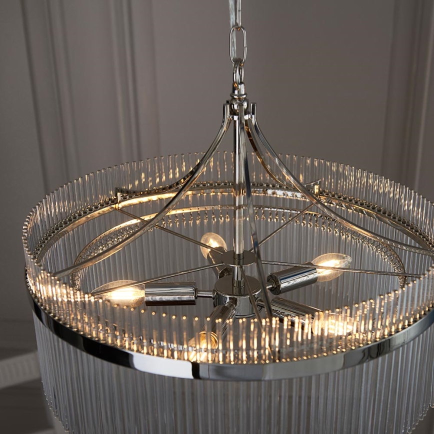Endon 104112 - Kronleuchter an Kette MARIETTA 5xE14/7W/230V glänzender Chrom/klar
