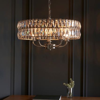 Endon 104467 - Kronleuchter an Kette CLIFTON 5xE14/6W/230V glänzendes Chrom/klar d 50,5 cm