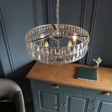 Endon 104467 - Kronleuchter an Kette CLIFTON 5xE14/6W/230V glänzendes Chrom/klar d 50,5 cm