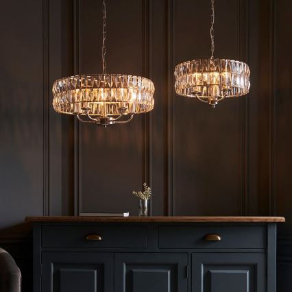 Endon 104467 - Kronleuchter an Kette CLIFTON 5xE14/6W/230V glänzendes Chrom/klar d 50,5 cm