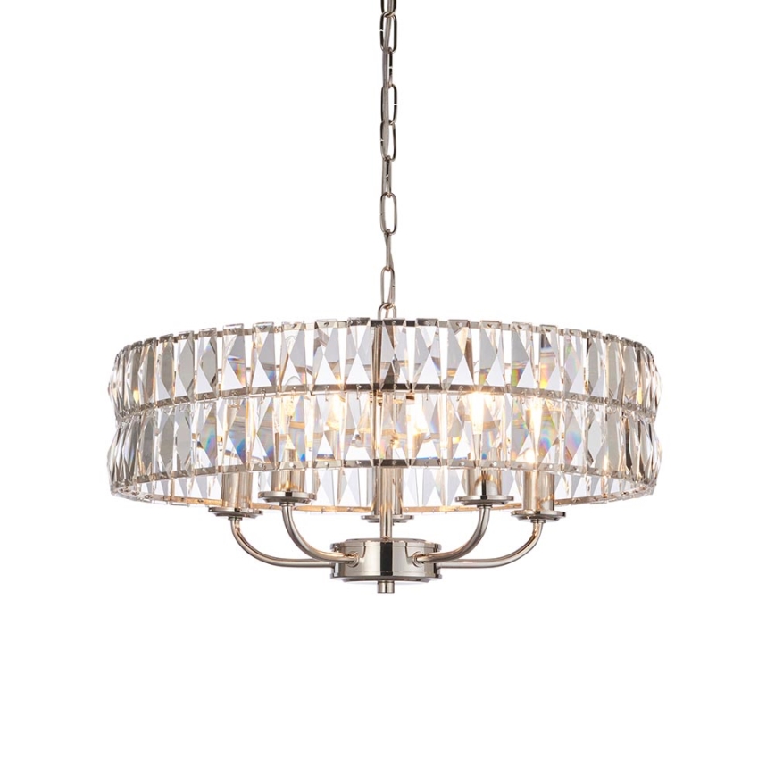 Endon 104467 - Kronleuchter an Kette CLIFTON 5xE14/6W/230V glänzendes Chrom/klar d 50,5 cm