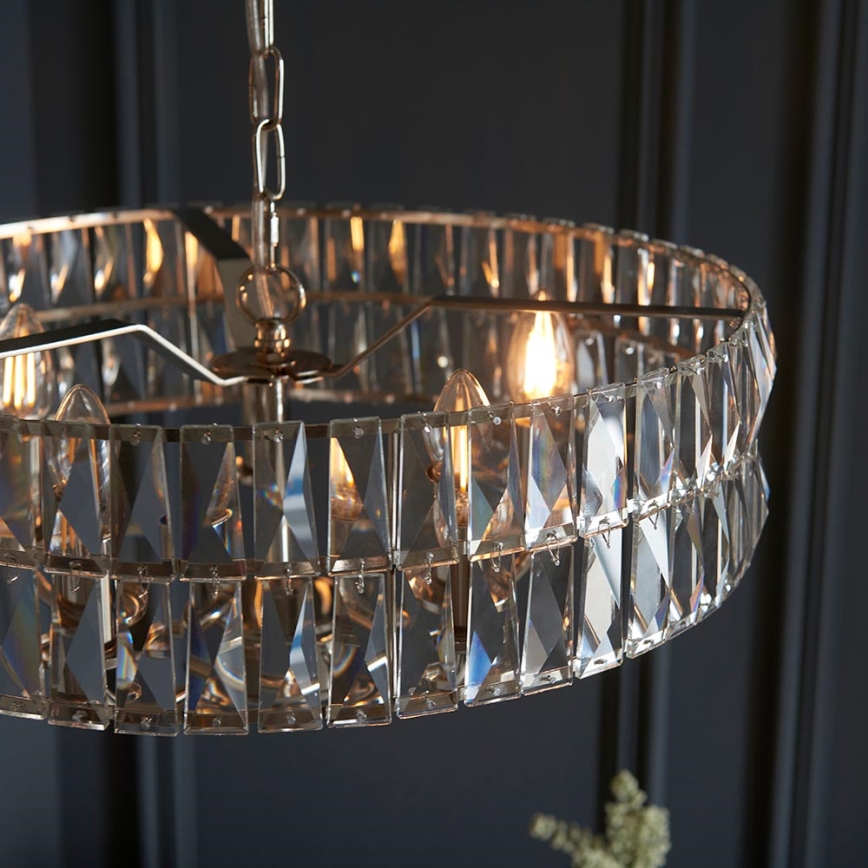 Endon 104467 - Kronleuchter an Kette CLIFTON 5xE14/6W/230V glänzendes Chrom/klar d 50,5 cm