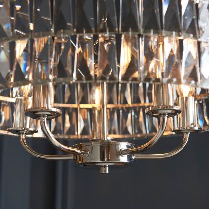Endon 104467 - Kronleuchter an Kette CLIFTON 5xE14/6W/230V glänzendes Chrom/klar d 50,5 cm
