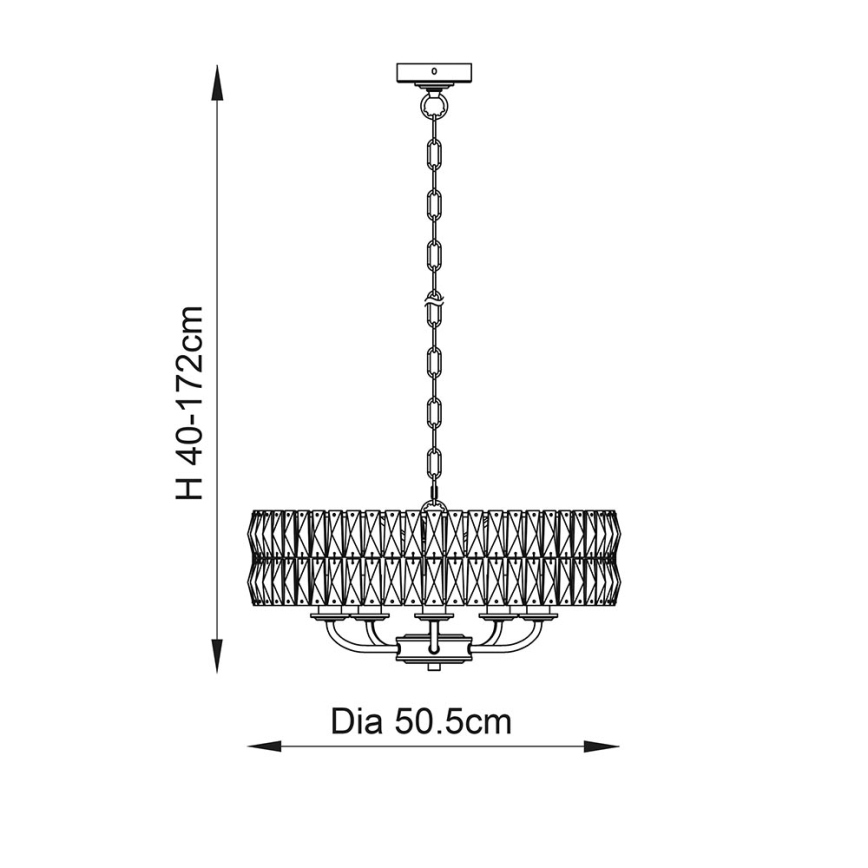 Endon 104467 - Kronleuchter an Kette CLIFTON 5xE14/6W/230V glänzendes Chrom/klar d 50,5 cm