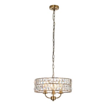Endon 106243 - Kronleuchter mit Kette CLIFTON 3xE14/6W/230V, Durchmesser 38,5 cm, Messing/klar