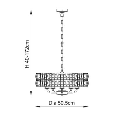 Endon 106244 - Kronleuchter an Kette CLIFTON 5xE14/6W/230V Messing/klar