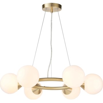 Endon 106390 - Pendelleuchte OTIS mit Seilaufhängung 6xG9/3W/230V goldfarben