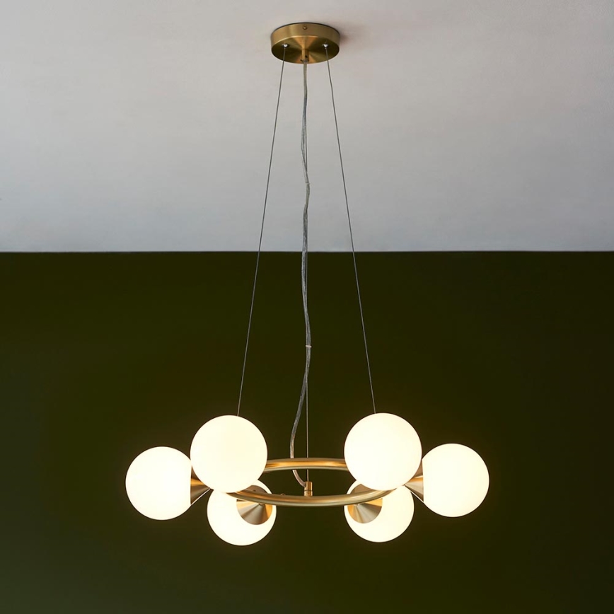 Endon 106390 - Pendelleuchte OTIS mit Seilaufhängung 6xG9/3W/230V goldfarben