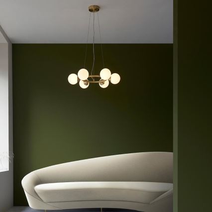 Endon 106390 - Pendelleuchte OTIS mit Seilaufhängung 6xG9/3W/230V goldfarben