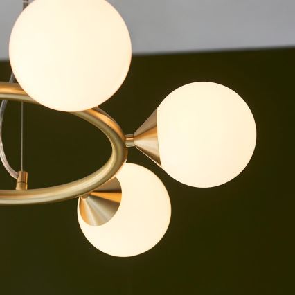 Endon 106390 - Pendelleuchte OTIS mit Seilaufhängung 6xG9/3W/230V goldfarben