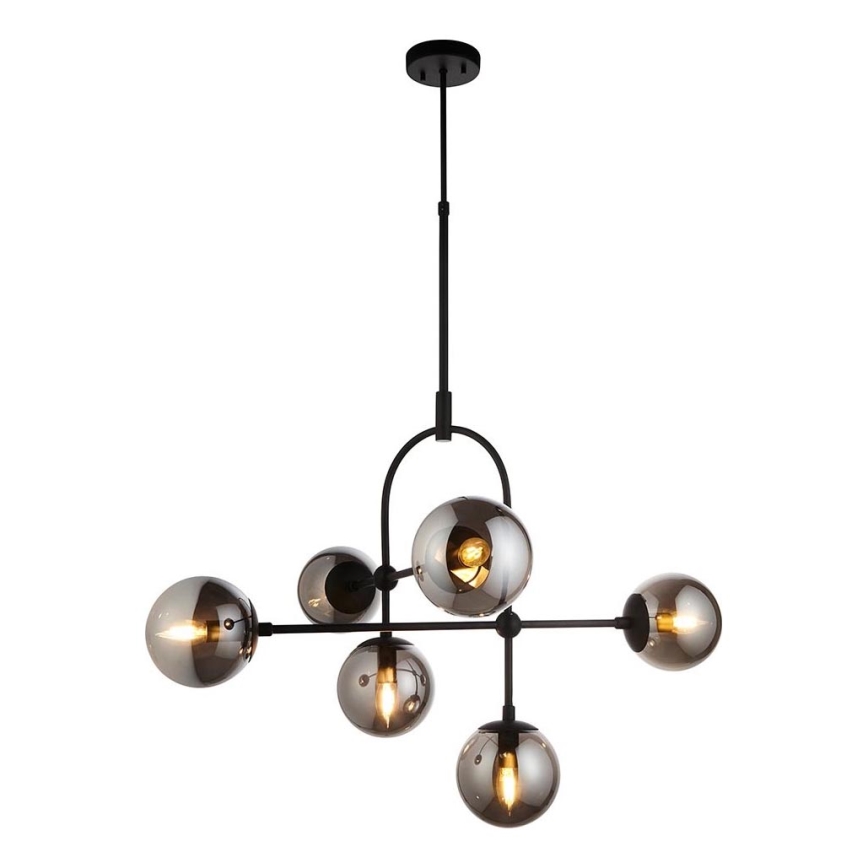 Endon 106661 - Pendelleuchte an Stange ONTARIO 6xE14/7W/230V schwarz/rauchschwarz