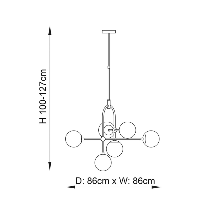 Endon 106661 - Pendelleuchte an Stange ONTARIO 6xE14/7W/230V schwarz/rauchschwarz