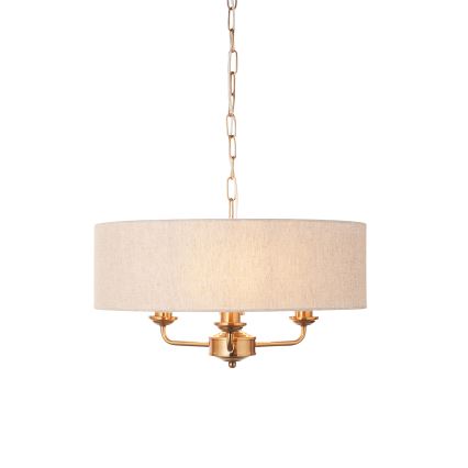 Endon 110723 - Hängeleuchte an Kette HIGHCLERE 3xE14/40W/230V beige/Messing d 45 cm