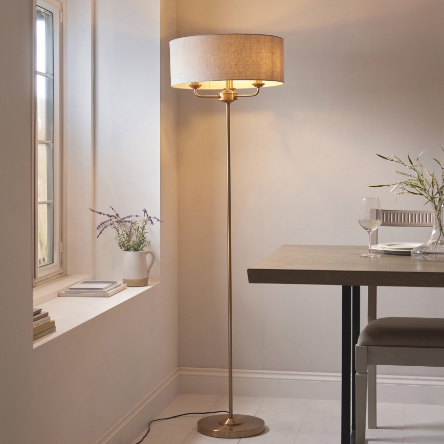Endon 110724 - Stehleuchte HIGHCLERE 1xE14/40W/230V beige/Messing d 47 cm