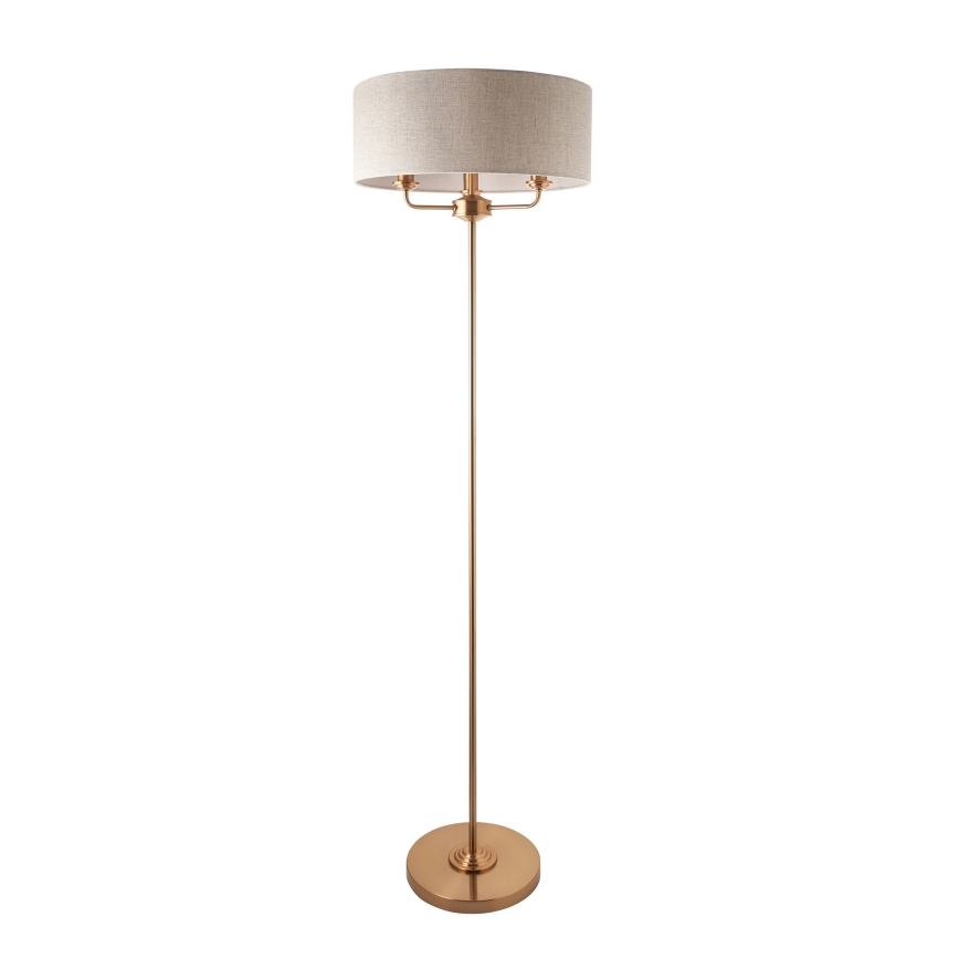 Endon 110724 - Stehleuchte HIGHCLERE 1xE14/40W/230V beige/Messing d 47 cm