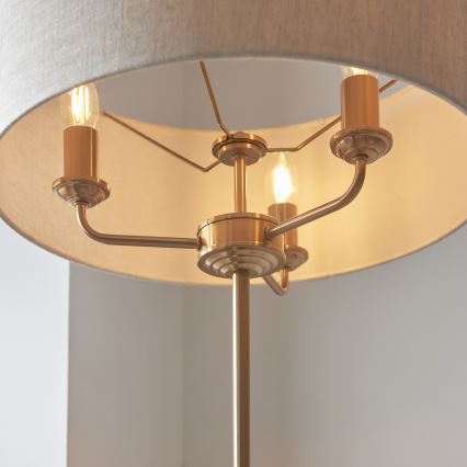 Endon 110724 - Stehleuchte HIGHCLERE 1xE14/40W/230V beige/Messing d 47 cm