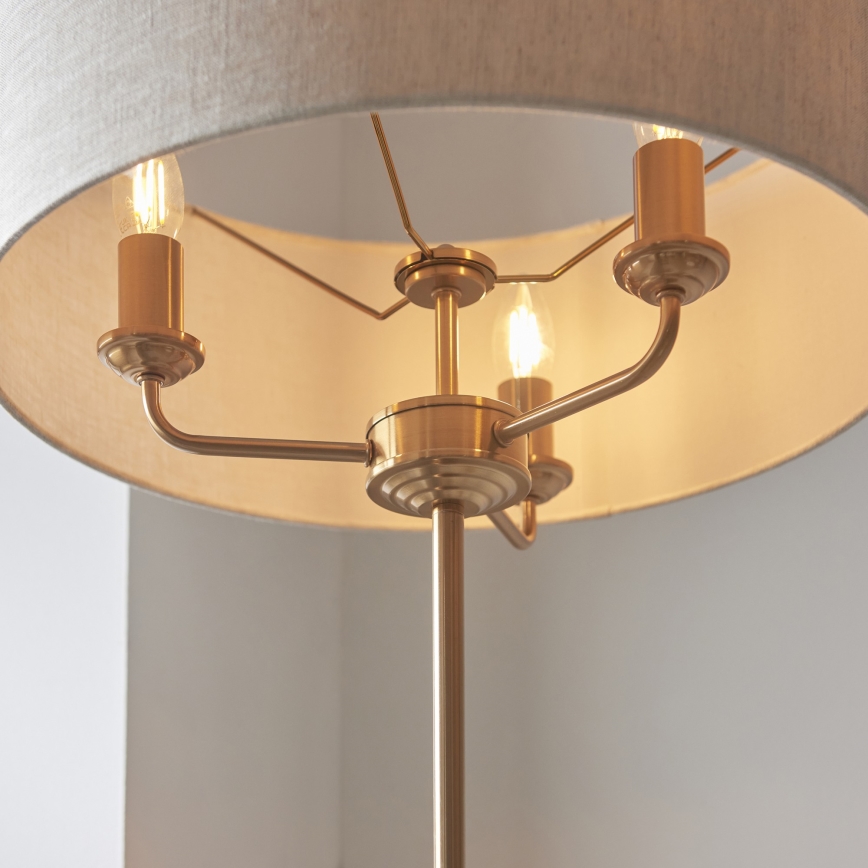 Endon 110724 - Stehleuchte HIGHCLERE 1xE14/40W/230V beige/Messing d 47 cm