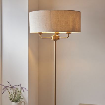 Endon 110724 - Stehleuchte HIGHCLERE 1xE14/40W/230V beige/Messing d 47 cm