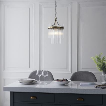 Endon 112572 - Kronleuchter mit Kette MARIETTA 1xE27/10W/230V Messing/klar