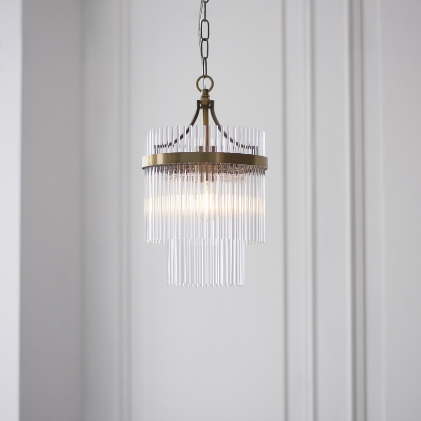 Endon 112572 - Kronleuchter mit Kette MARIETTA 1xE27/10W/230V Messing/klar