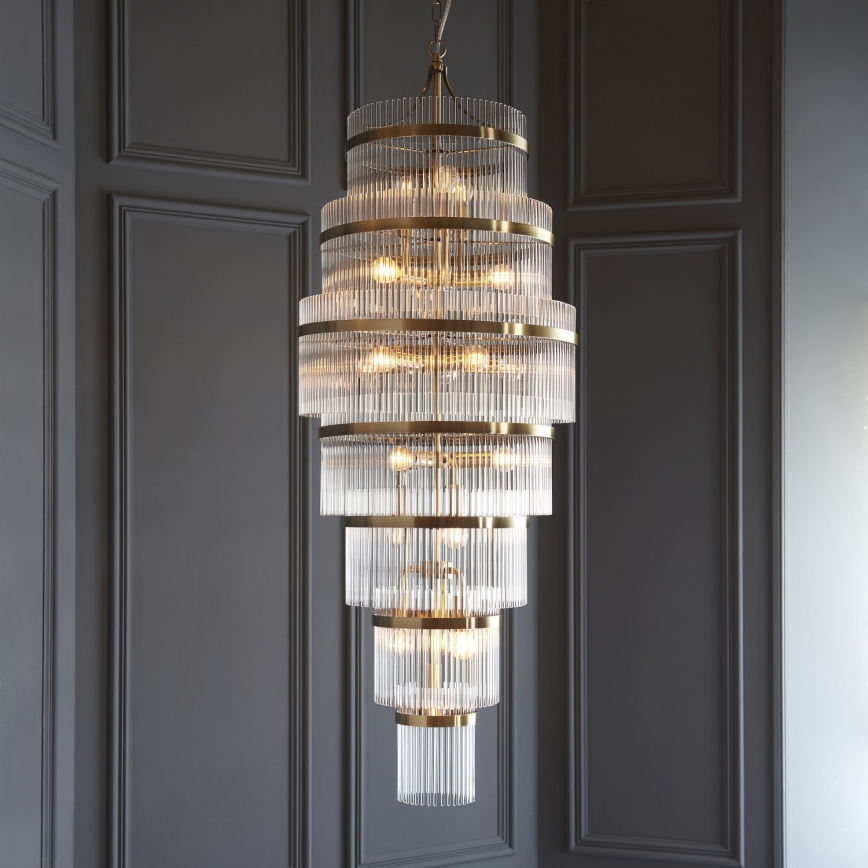 Endon 112793 - Kronleuchter an Kette MARIETTA GRAND 21xE14/6W/230V Messing/klar